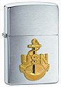 Zippo Navy Anchor Emblem Brushed Chrome #280ANC Lighter
