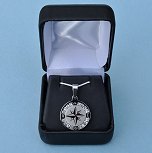 Stainless Steel Compass Rose Pendant and Silver Chain in Hinged Gift Box