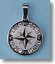 Stainless Steel Compass Rose Pendant with Rhinestones