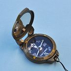 Stanley London Antique Brass Finish Luminescent Pocket Compass with Bezel Rotated
