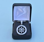 Stainless Steel Ship's Wheel Pendant and Chain in Gift Box