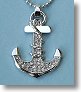 Nautical Anchor Pendant with Rhinestones and Beaded Chain