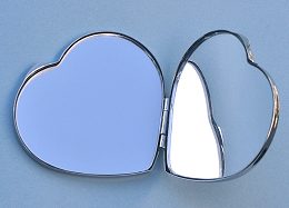 Heart Shaped Nickel Plated Compact Mirror