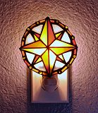 Compass Rose Stained Glass Night Light with Rocker Switch