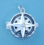 Compass Rose Silver Compass Locket with Cover Closed