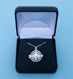 Compass Rose Design Silver Compass Locket with Silver Chain in Hinged Gift Box