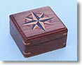 Large Hardwood Case with Hand Inlaid Compass Rose
