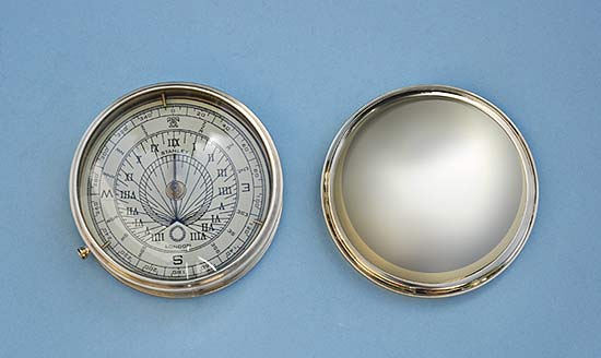 Stanley London Large Polished Brass Sundial Compass with Removable Lid