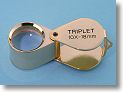 10x Triplet Folding Pocket Magnifier and Eye Loupe with Leather Case