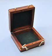 Opened Hardwood Case with Hand Inlaid Compass Rose