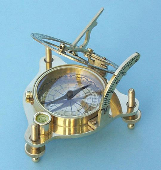 Brass Sundial with Magnetic Compass