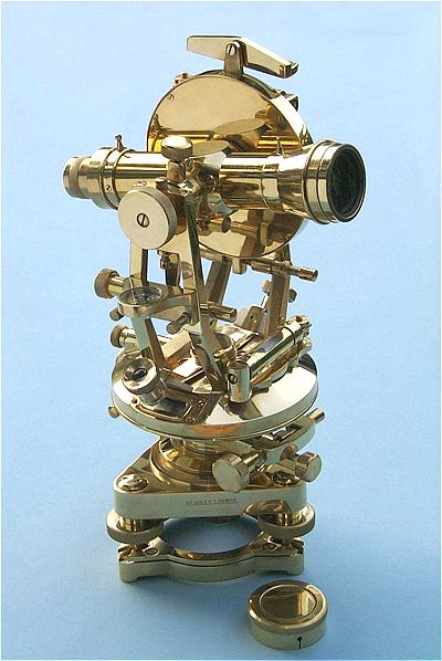 Transit or Theodolite Brass Surveyor Instrument & Case, Stanley, London