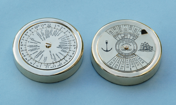 Solid Brass World Time Zone Clock and Perpetual Calendar Paperweights
